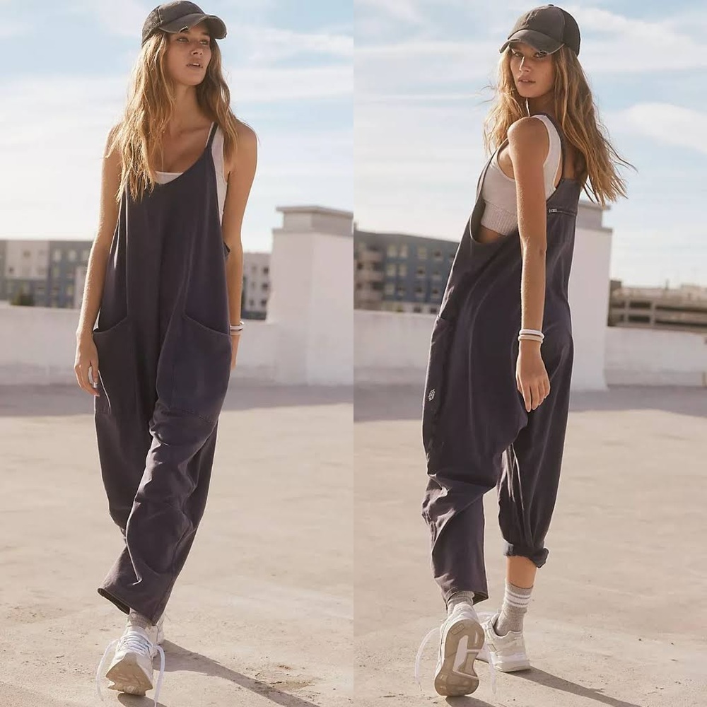 FREE PEOPLE Hot Shot Onsie in washed black casual jumpsuit romper